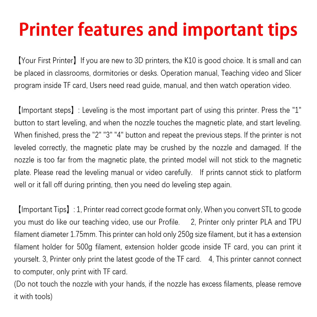 EasyThreed 3D Printer  Entry Level  Compatible with PLA TPU 1.75mm Filament  include Power Adaptor.