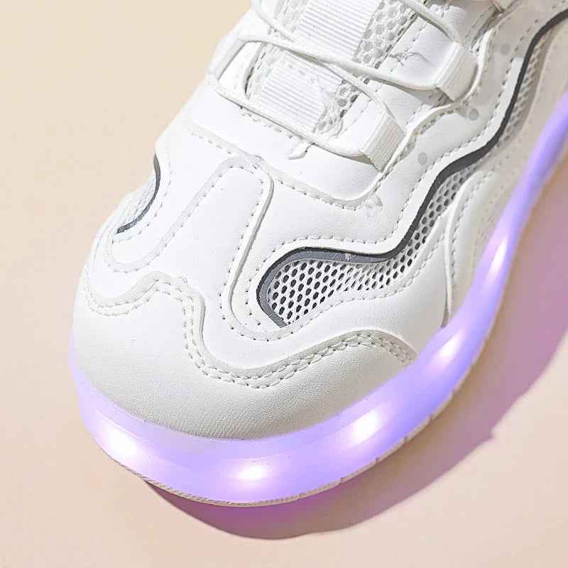 New Kids LED Light Roller Skate Shoes Boy Girls 2 Wheel Deformation Parkour Detachable Skating Shoes Adult Children Gift Outdoor