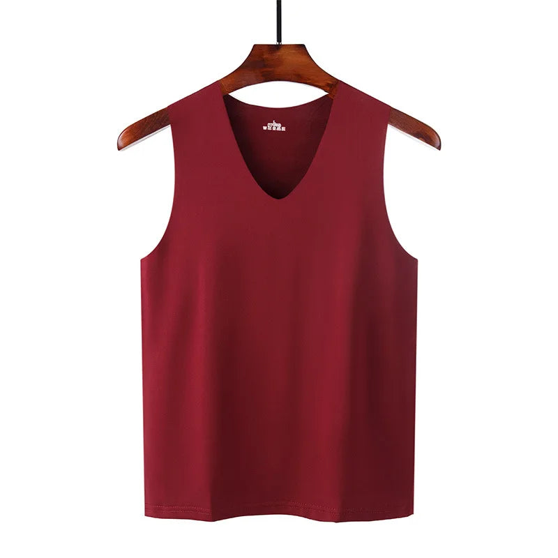 1pcs Summer Mens Vest Ice Silk Seamless Fitness Slim-fit Breathable Underwear Youth Sports Hurdle Sleeveless Undershirt Male Top