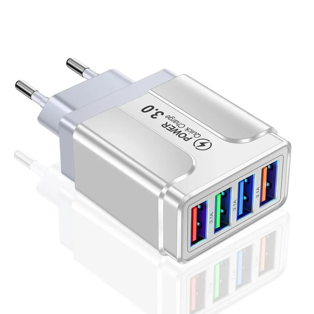 EU/US Plug USB Charger Fast Charge 3.1A For Phone Adapter for iPhone 12 Pro Max Tablet Portable Wall Mobile Charger Fast Charger