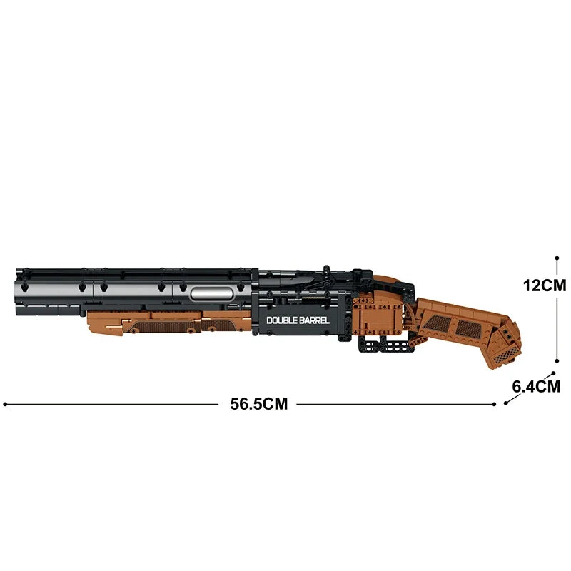 1006PCS Double Barrel Shotgun Weapon Model Building Blocks Military Classic Gun With Bullet Belt Bricks Toy Kids Christmas Gifts