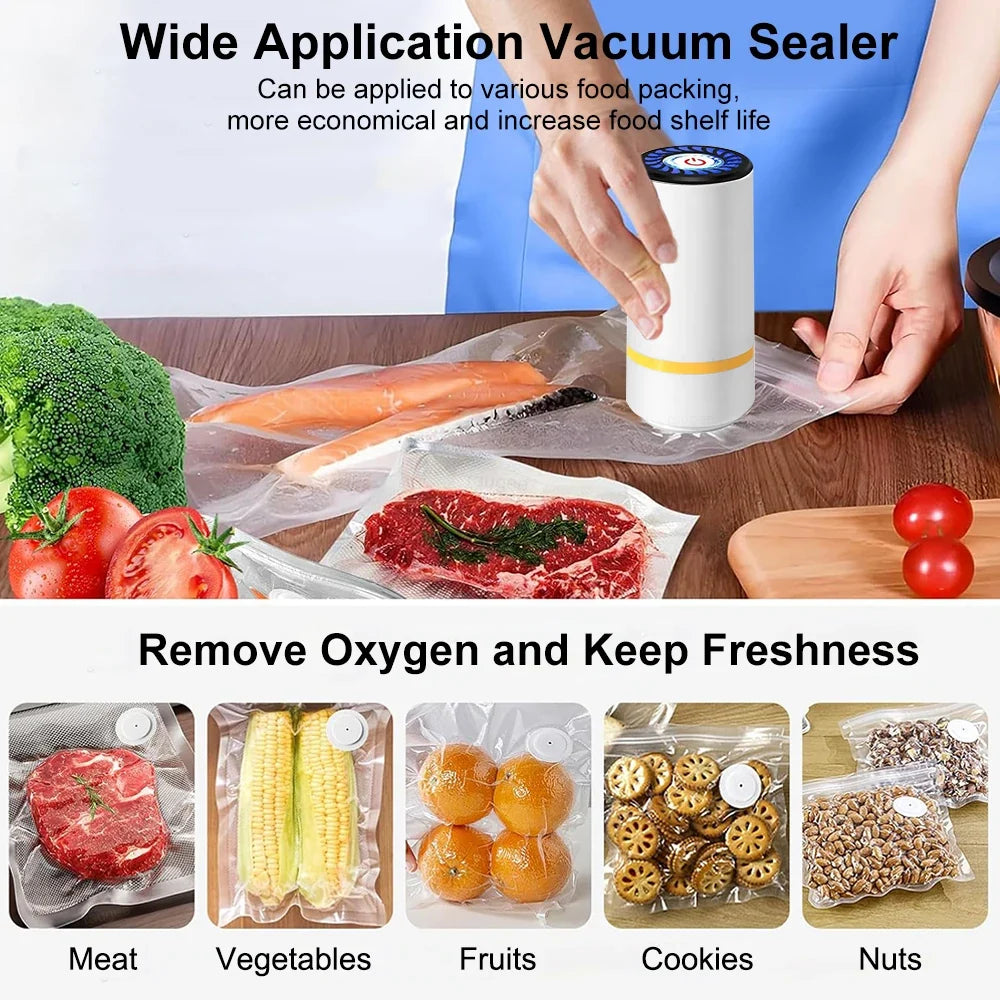 Mini Vacuum Air Pump USB Rechargeable Automatic Vacuum Compression Machine for Food Preservation Storage Bag Electric Air Pump