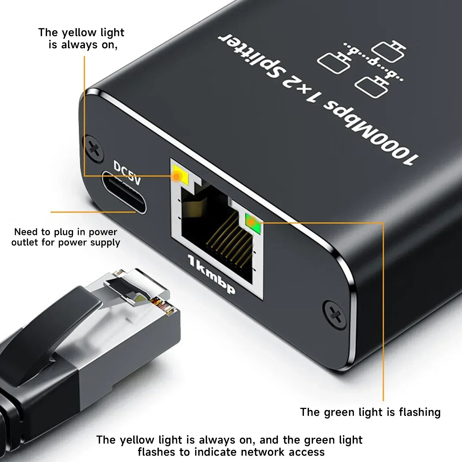 Gigabit Ethernet Switch Rj45 Splitter LAN Gigabit Extension Adapter 1000Mbps Network Connector For PC Laptop TV Box Router