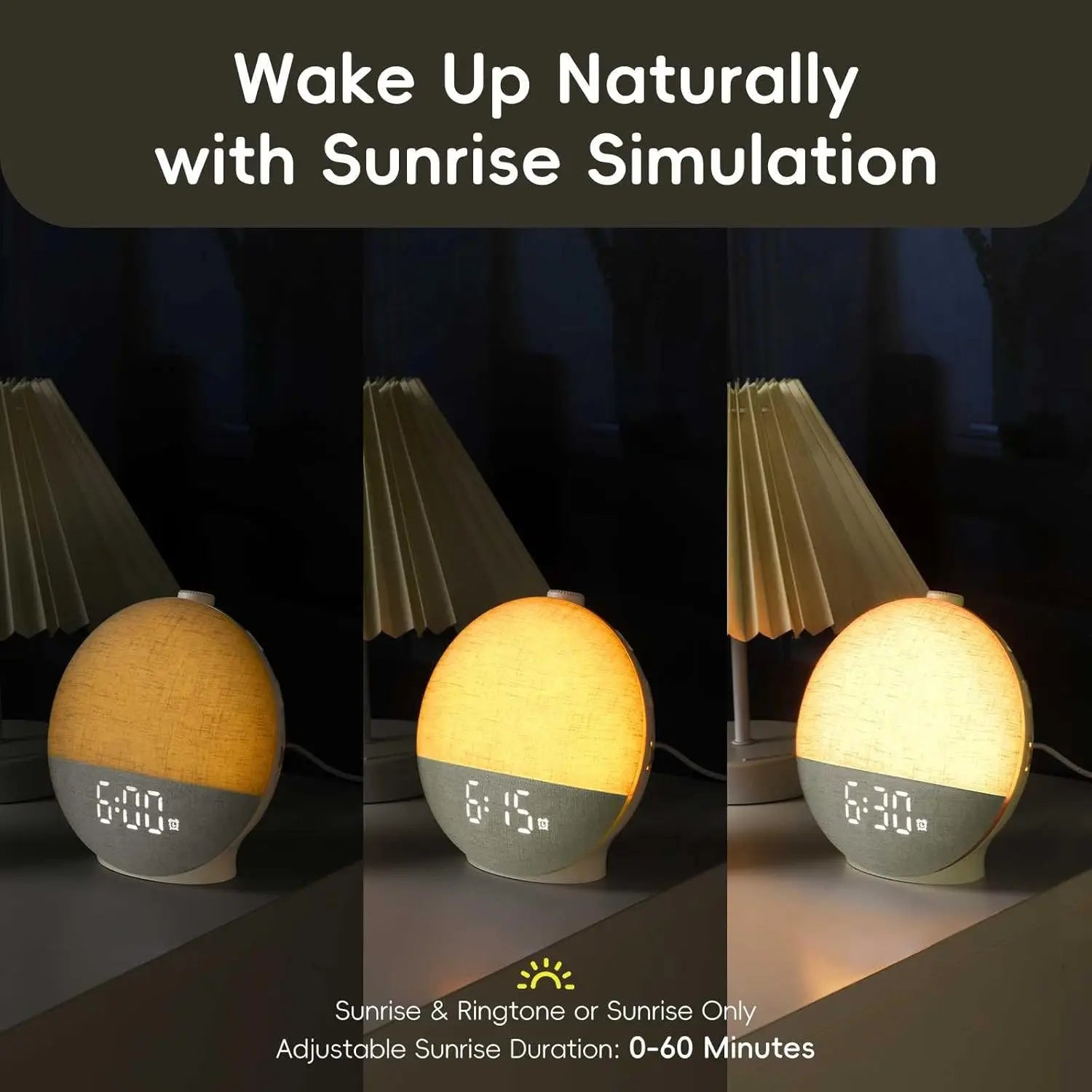 Wake Up Light Sunrise Alarm Clock,White Noise Machine,30 Soothing Sounds,12 Color Dimmable Night Light for Bedroom Heavy Sleeper