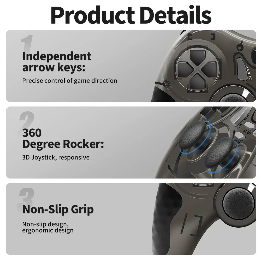 Gamepad BLACK White Wired Handle for Gaming TV / Computer PC  Joystick PS3 Controller with Vibration Effect