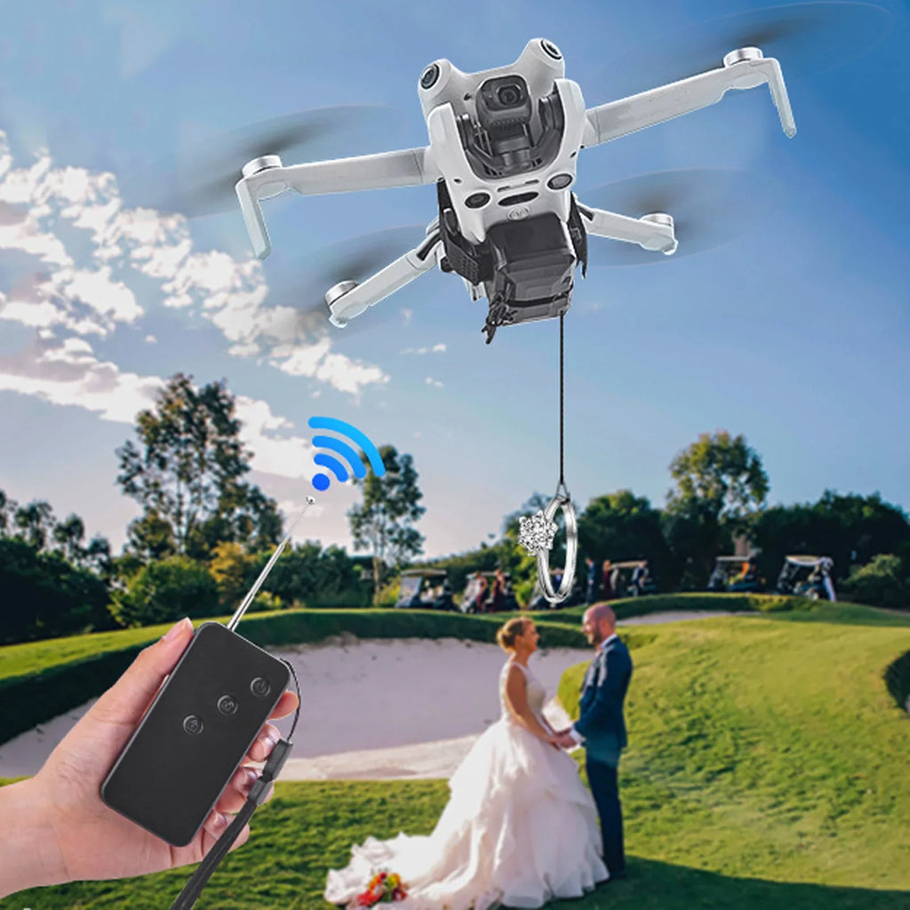 RC Drone Airdropper Safe USB Charging 500m Remote Range Lightweight 300mAh Drone Transport Device ABS for Weddings