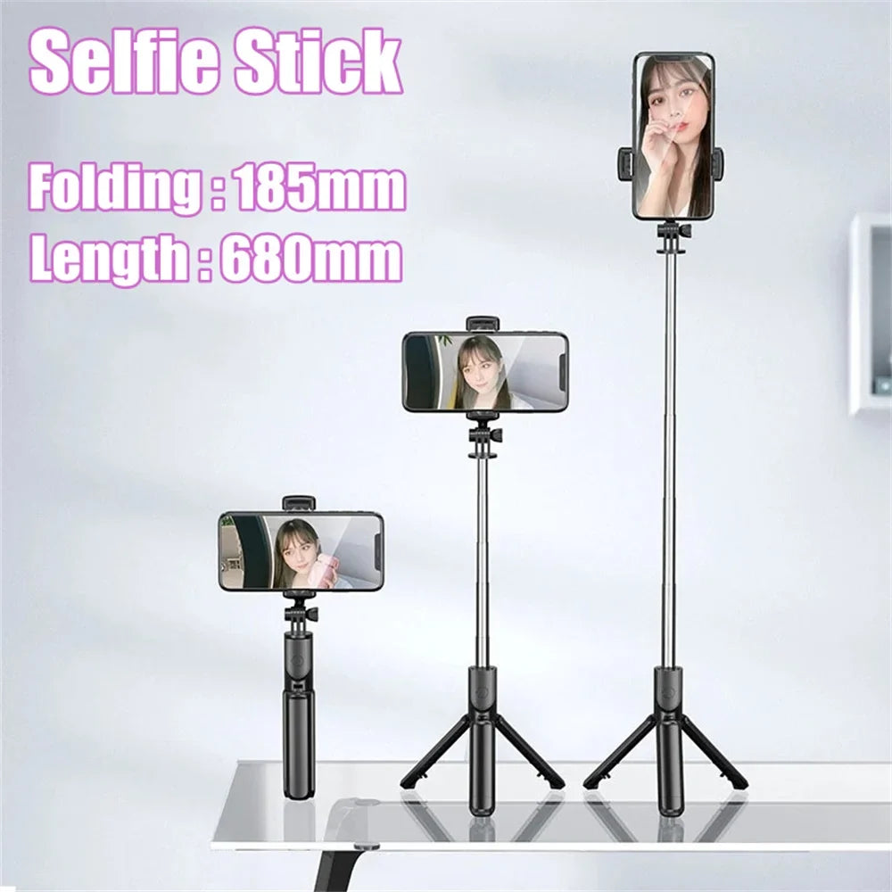 Roreta Wireless Selfie Stick Tripod Stand Bluetooth Remote Extendable Tripod for iPhone Mobile Phone Tiktok Live Streaming