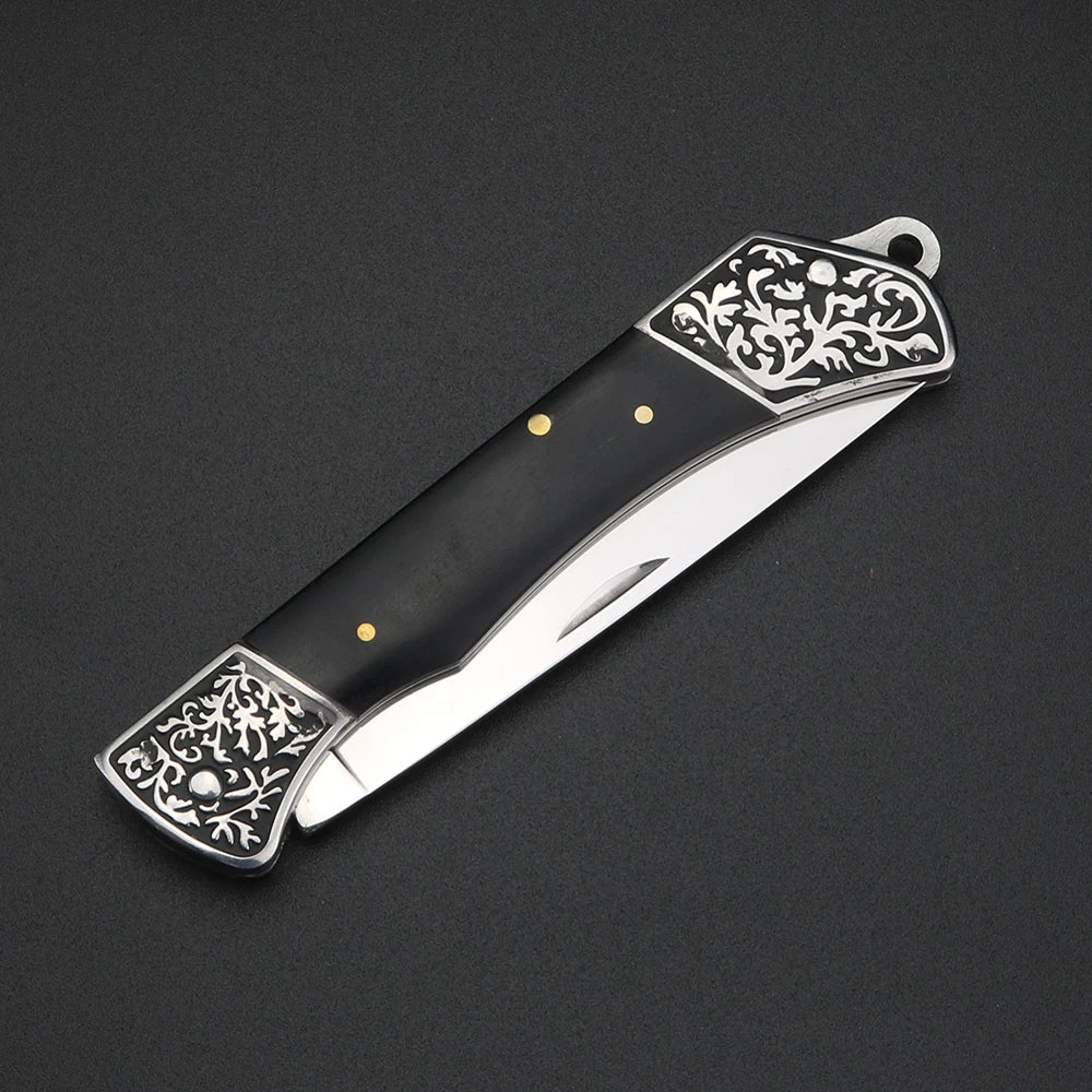 Exquisite wooden handle folding knife, high hardness household peeling knife, folding knife, outdoor portable steel knife
