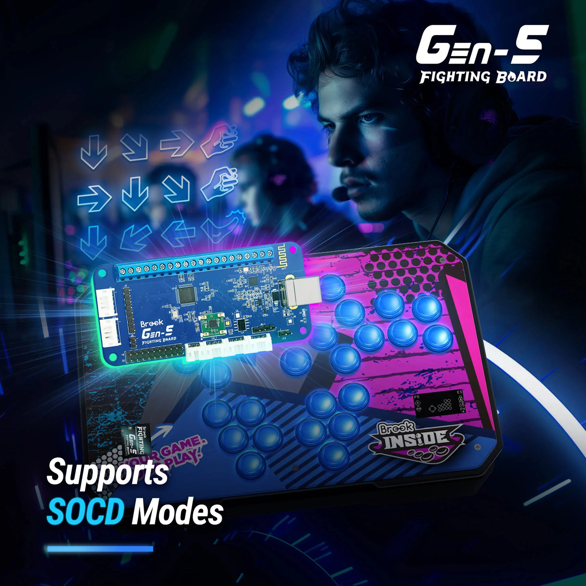 Fighting Game Gen-5th Board Arcade Game joystick control card fits for ps5/4/pc
