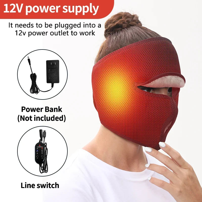 Electric Heated Face Mask Heating Pad Relieve Facial Discomfort Home Relax Wellness Face Mask 3 Modes Timing Function