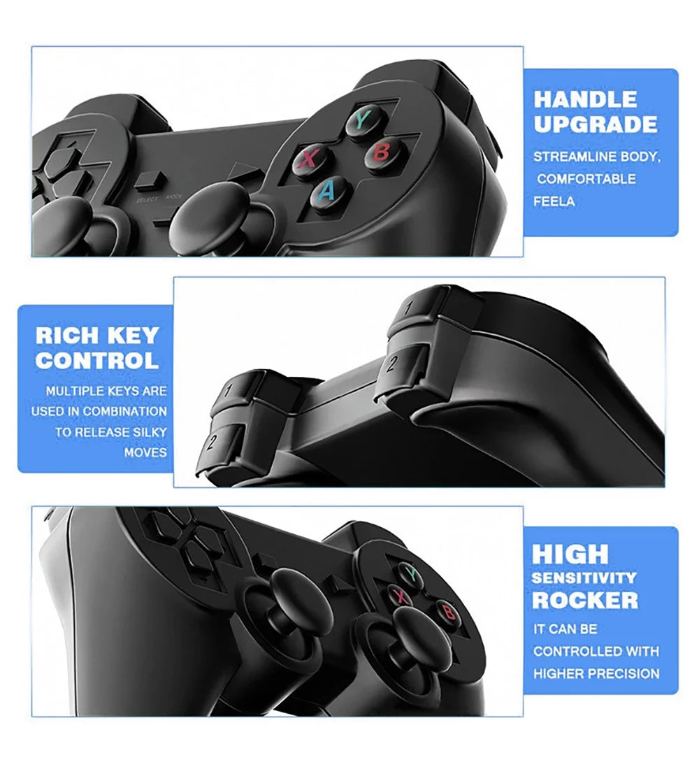 Retro Game Console with 20000 Games – Plug-and-Play TV Game Stick with 2 Wireless Controllers