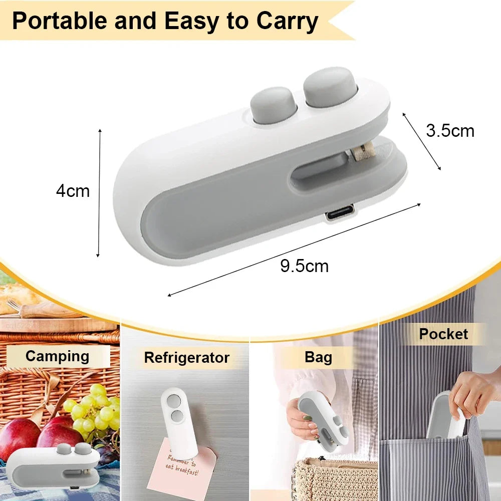 2in1 Mini Heat Bag Sealing Machine Food Package Bag Heat Sealer Plastic Storage Bag Clip Bag Handheld Portable Small Heat Sealer