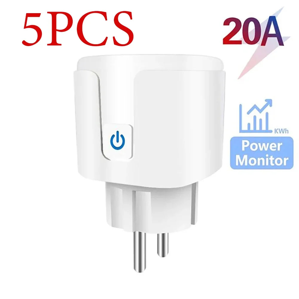 Smart Plug WiFi Socket EU 16A/20A With Power Monitor Timing Works with Tuya Smart Life App Voice Control