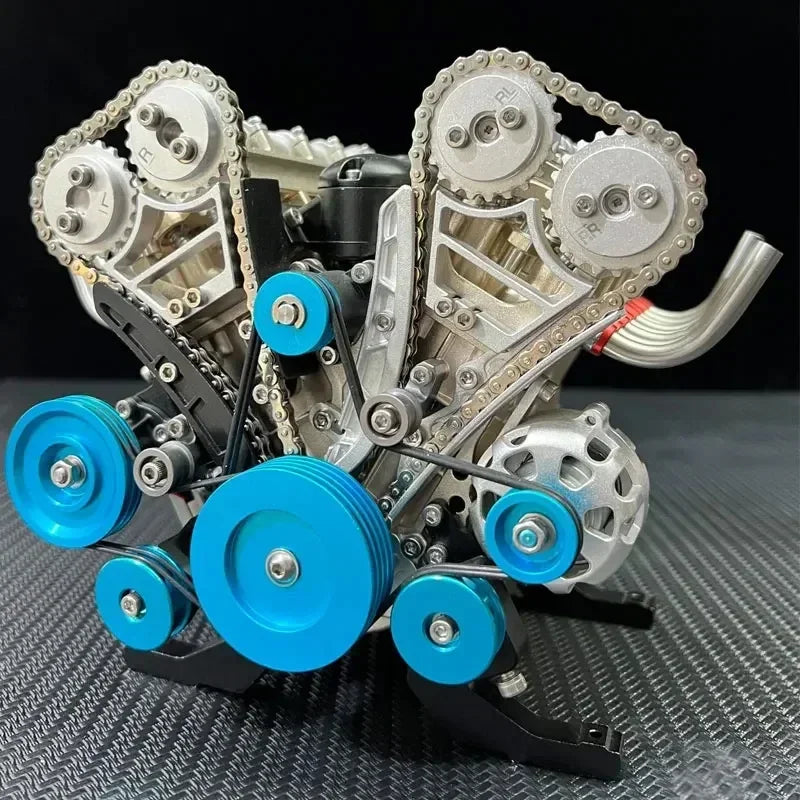 TECHING Full Metal Engine Model Kit V8 DIY Assembly Toy for Adults Kids Desk Decoration 8-Cylinder Mini Car Engine Functional