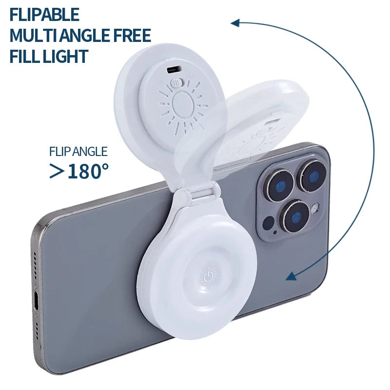 Magnetic Selfie LED Fill Light with Magsafe Compatibility ABS Material for Photography TikTok Zoom Calls Video Selfies