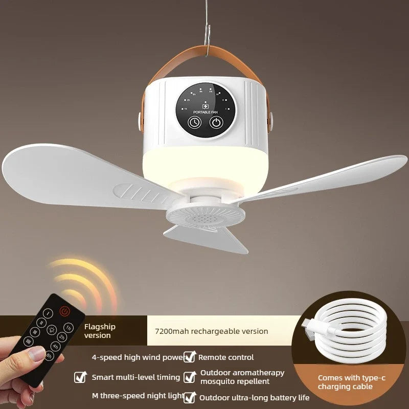 Intelligent Remote Control Ceiling Fan Light Fan Camping Electric Fan Desktop Chandelier Rechargeable Mini Smart Ceiling Light