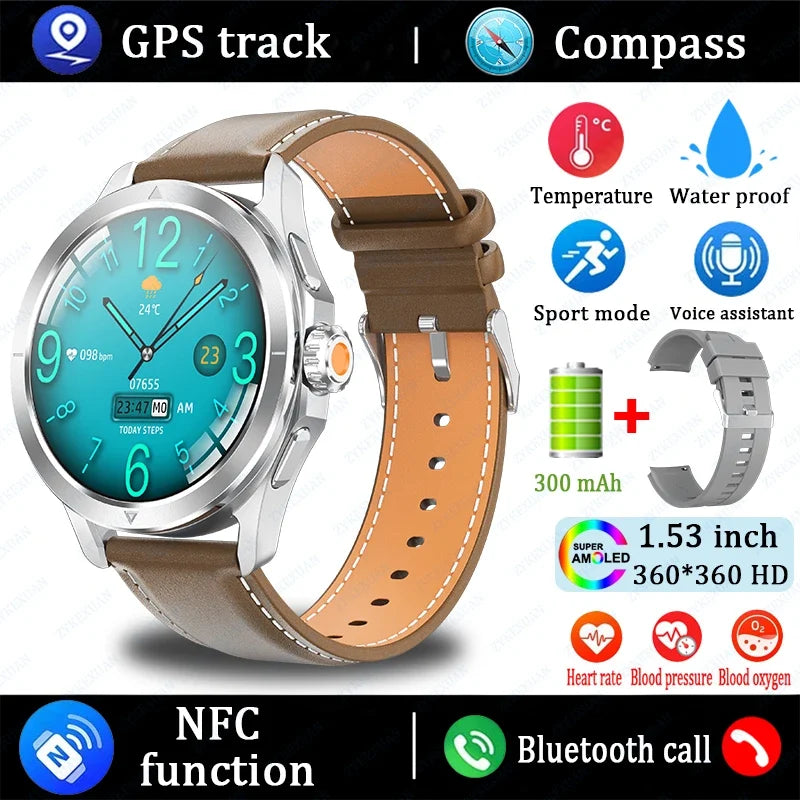Original S4 Ultra Smart Watch Men  AMOLED Outdoor Sport NFC GPS Track Heart Rate Waterproof Bluetooth Call Smart watch 2025 New