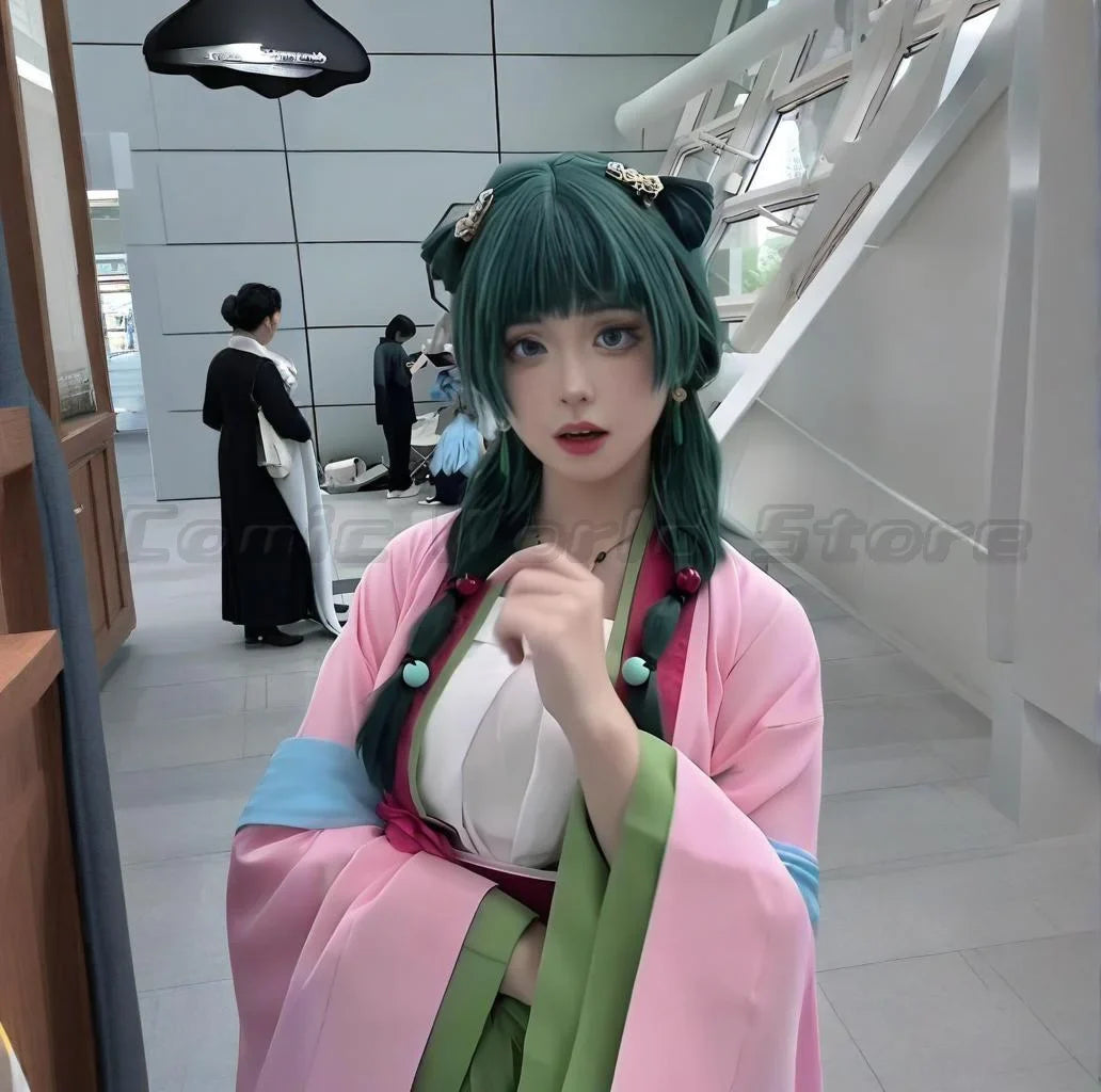 Maomao Cosplay Costume Wig Anime The Apothecary Mao Mao Plus Size Pink Dress Halloween Carnival Party for Women Lady