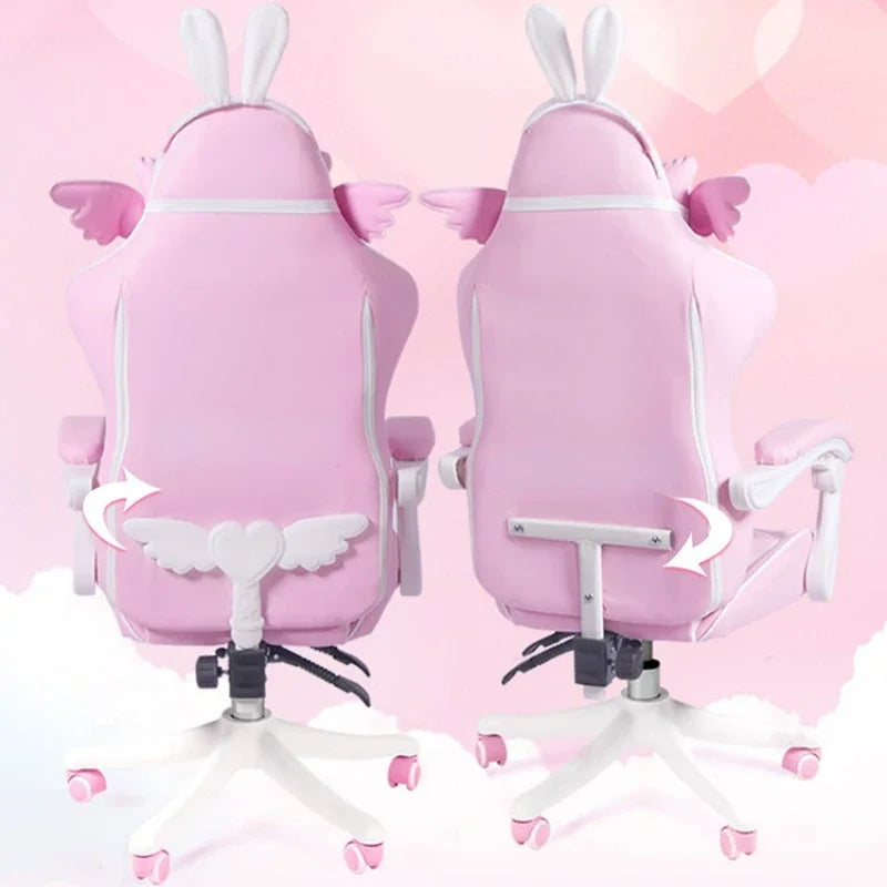 Pink gaming  High-quality girls cartoon home live Gamer  comfortable Swivel  Adjustable office computer Chair