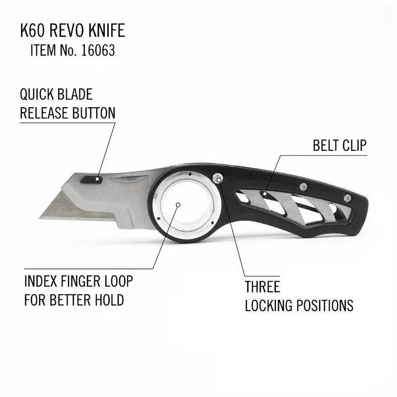 Folding Utility Knife – Heavy-Duty Box Cutter with Aluminum Body, Quick-Change Blades Anti-Slip Finger Loop Grip