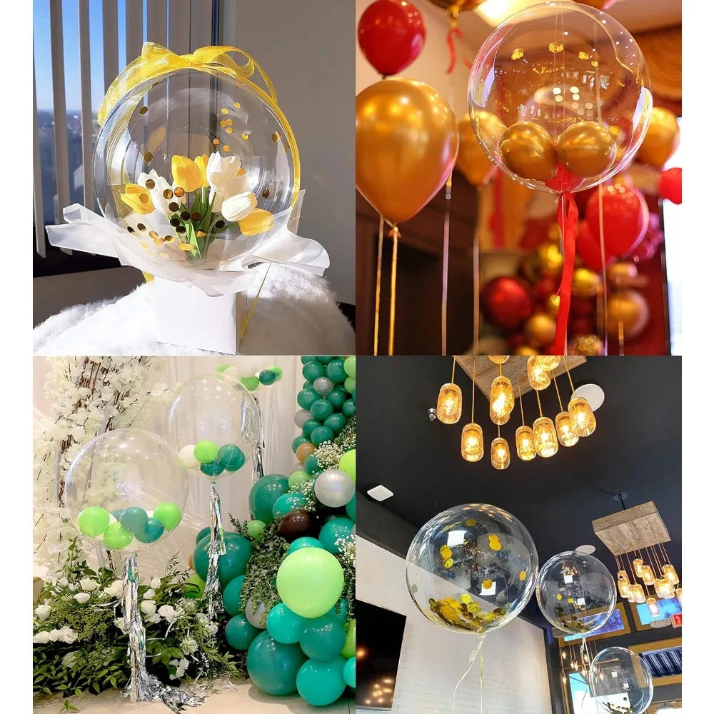 10-50 Pcs 20-24 Inch Bobo Balloons Stick Bubble Balloons Clear Bobo Balloon Large Transparent Bubble Balloon for