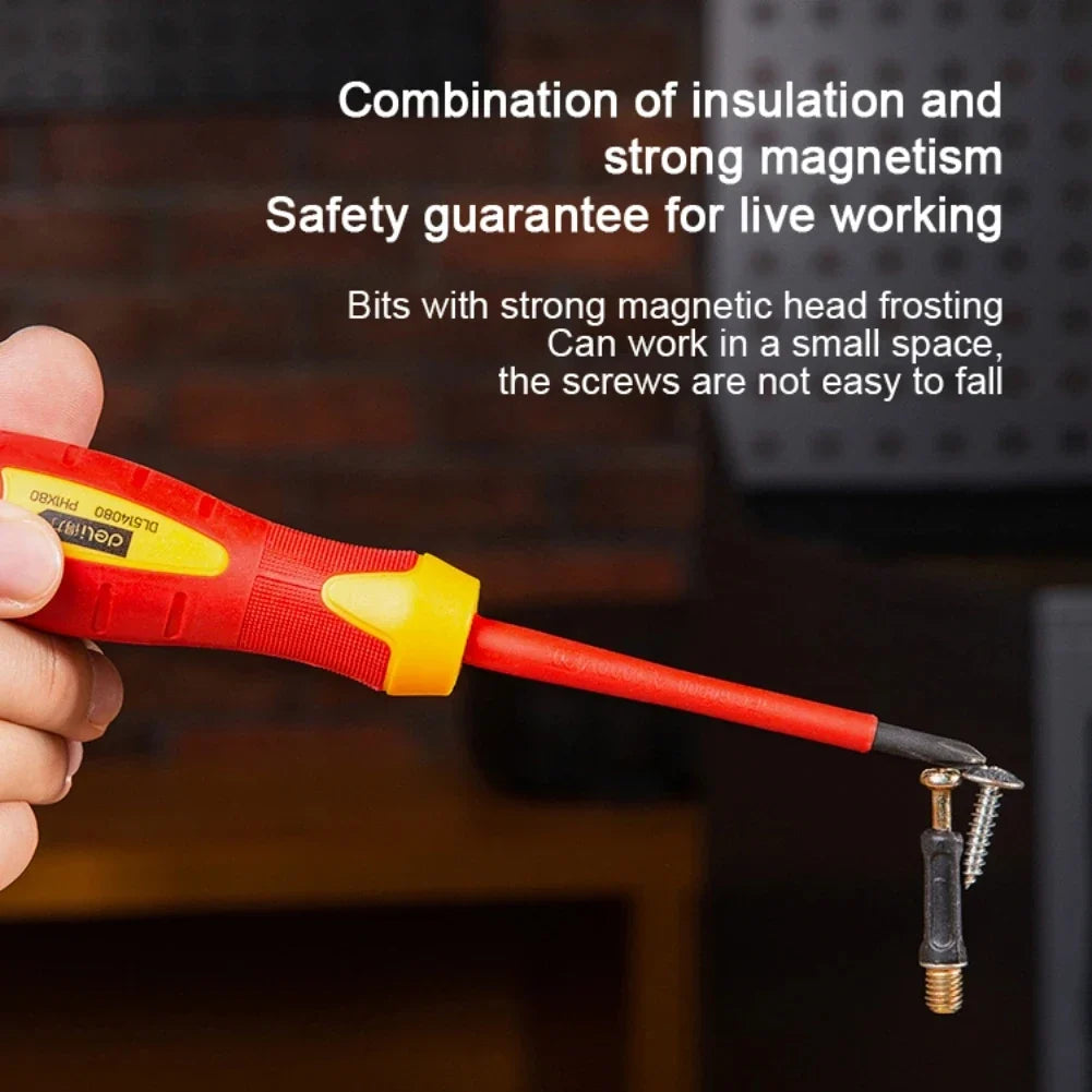 DELI Insulated Screwdriver Household Circuit Tool Insulated Isolated Current Electrician Cross Plate Screwdriver Edge Tool Kit