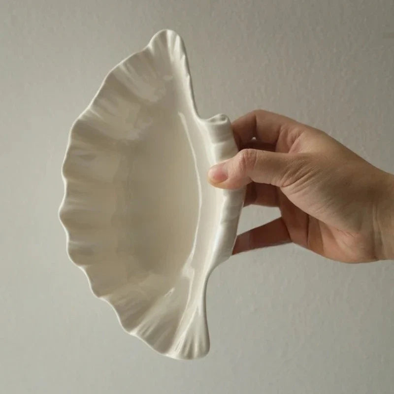 Shell Plate Cream Retro Ceramic Plate Fruit Snack Plate Dinner Tray Dish Set Jewelry Storage Dish Tableware Gift