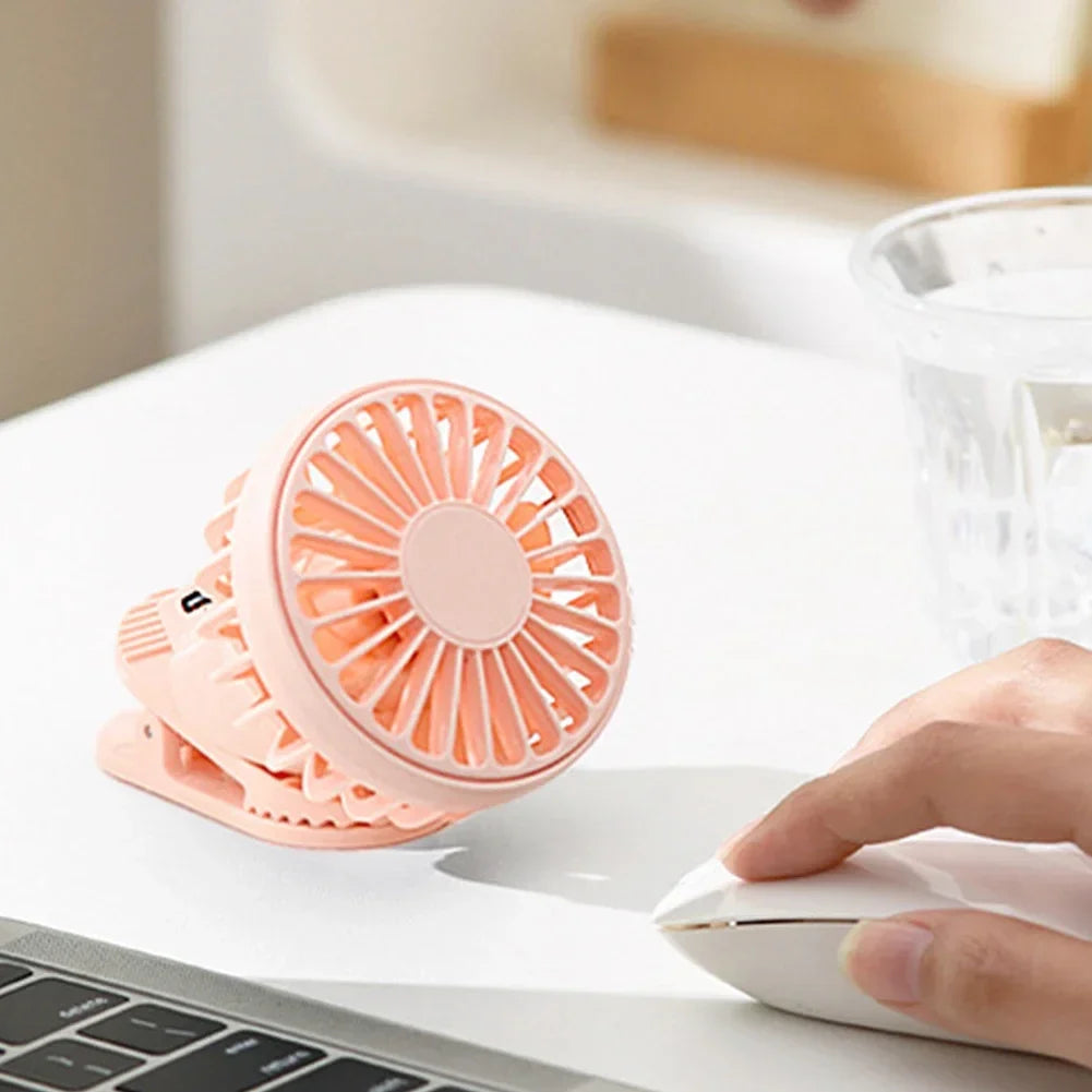 Solar Powered Portable Clip-On Fan Mini Fan Low Noise 3 Adjustable Wind Speeds USB Charging Multi-Functional Clip-On Fan