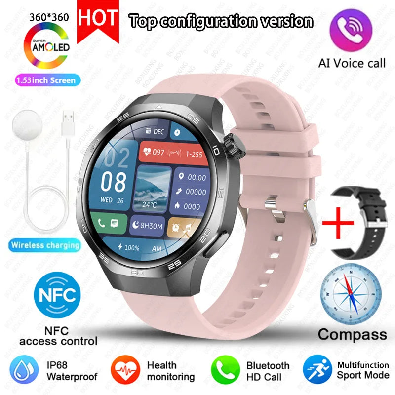 2025 New BOXUXING Watch 5 MAX Smart Watch AMOLED Screen NFC GPS Tracker Bluetooth Call Health Waterproof Smartwatch Men Women