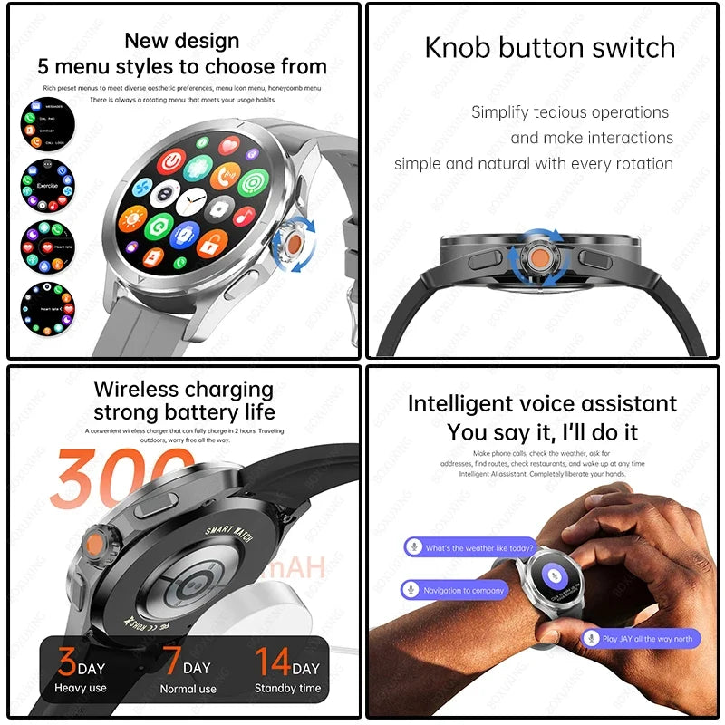 Original S4 Ultra Smart Watch Men  AMOLED Outdoor Sport NFC GPS Track Heart Rate Waterproof Bluetooth Call Smart watch 2025 New
