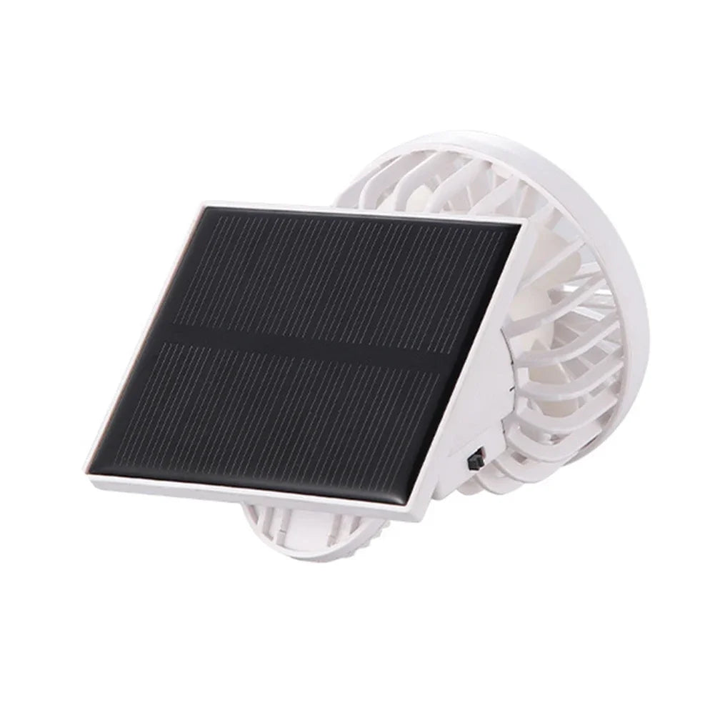 Solar Powered Portable Clip-On Fan Mini Fan Low Noise 3 Adjustable Wind Speeds USB Charging Multi-Functional Clip-On Fan