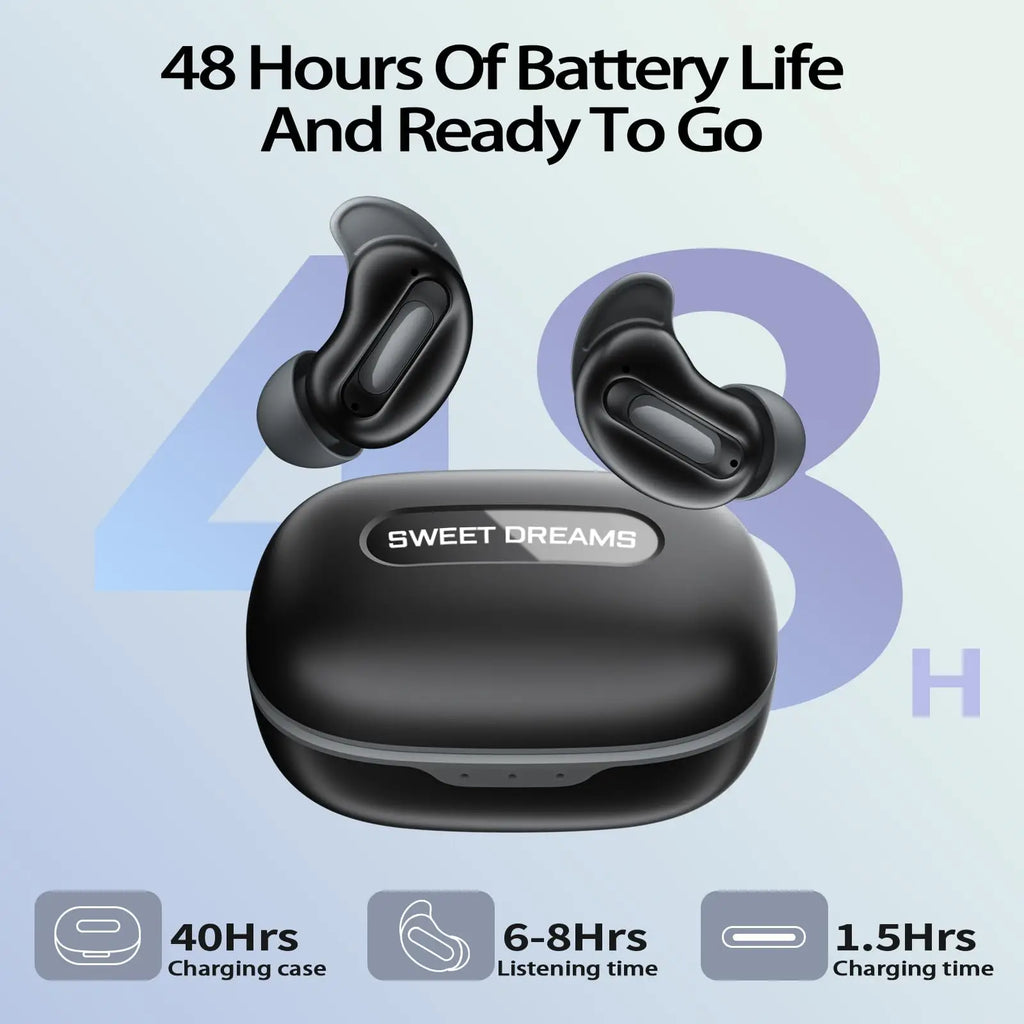 D20 Mini Sleep Earbuds for Side Sleepers | ANC Bluetooth 5.4 48H Battery IP7 Waterproof Hi-Fi Bass ENC Mic.