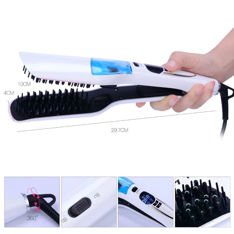 Professional wet and dry hair straightening comb steam spray hair straightening splint portable steam hair straightener