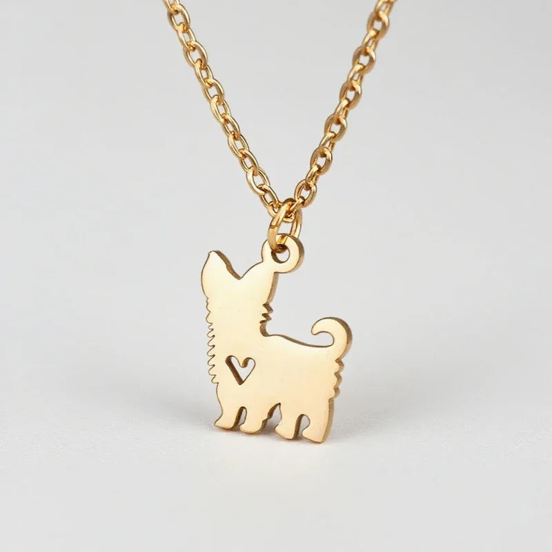 Puppy Necklace Stainless Steel Dog Shape Pendant Animal Dog Chain Necklace For Women Jewerly
