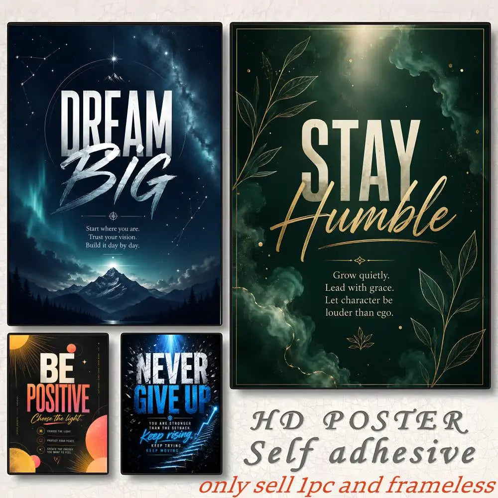 Motivational Quote Canvas Poster, Keep Going Stay Humble Wall Art, Frameless Inspirational Print for Office Bedroom Decor