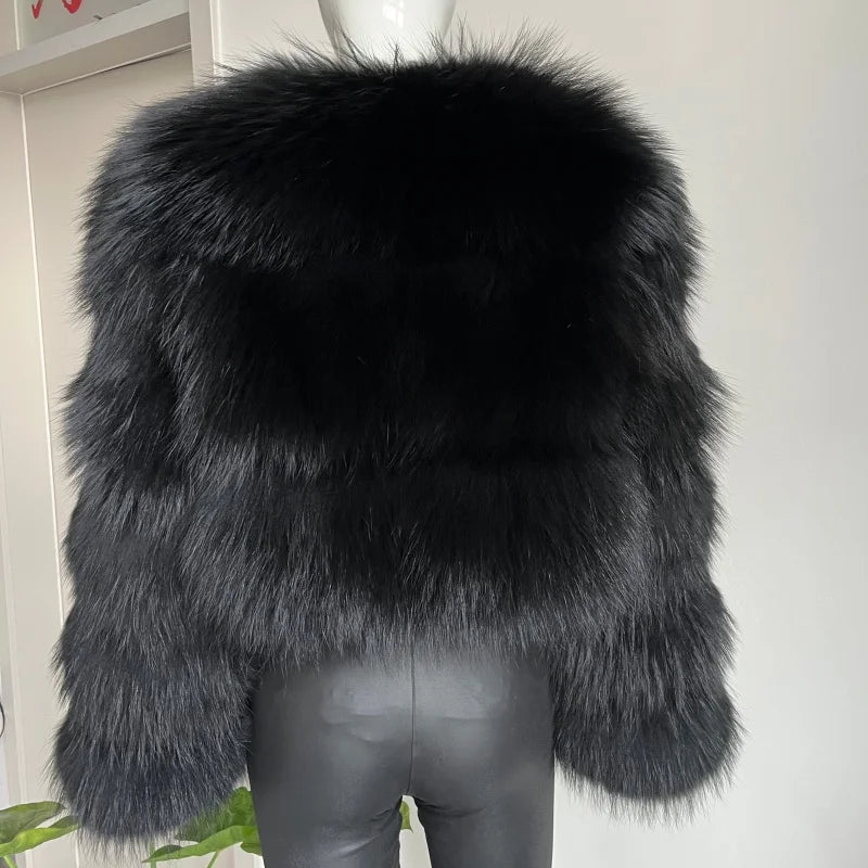 BEIZIRU Women's Short Real Raccoon Fur Coat Winter Long Sleeve Hooded Natural Luxury Thick Jacket for Fashionable Cold Weather