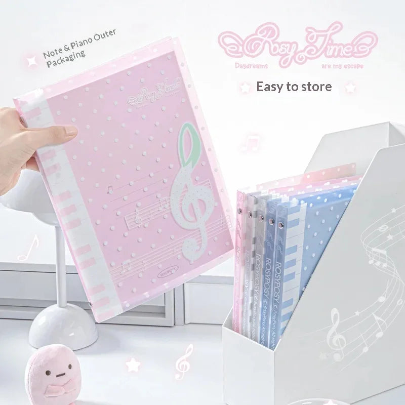 New Rosyposy Melody Loose Leaf Notebook Soft Cover B5 Ruled Grid Polka Dot Music Note For Office School Study Stationery