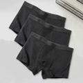 3-Piece Set Of Men's Black Sexy Boxer Shorts, Soft And Breathable Casual Underwear, Men's Comfortable Boxer Shorts