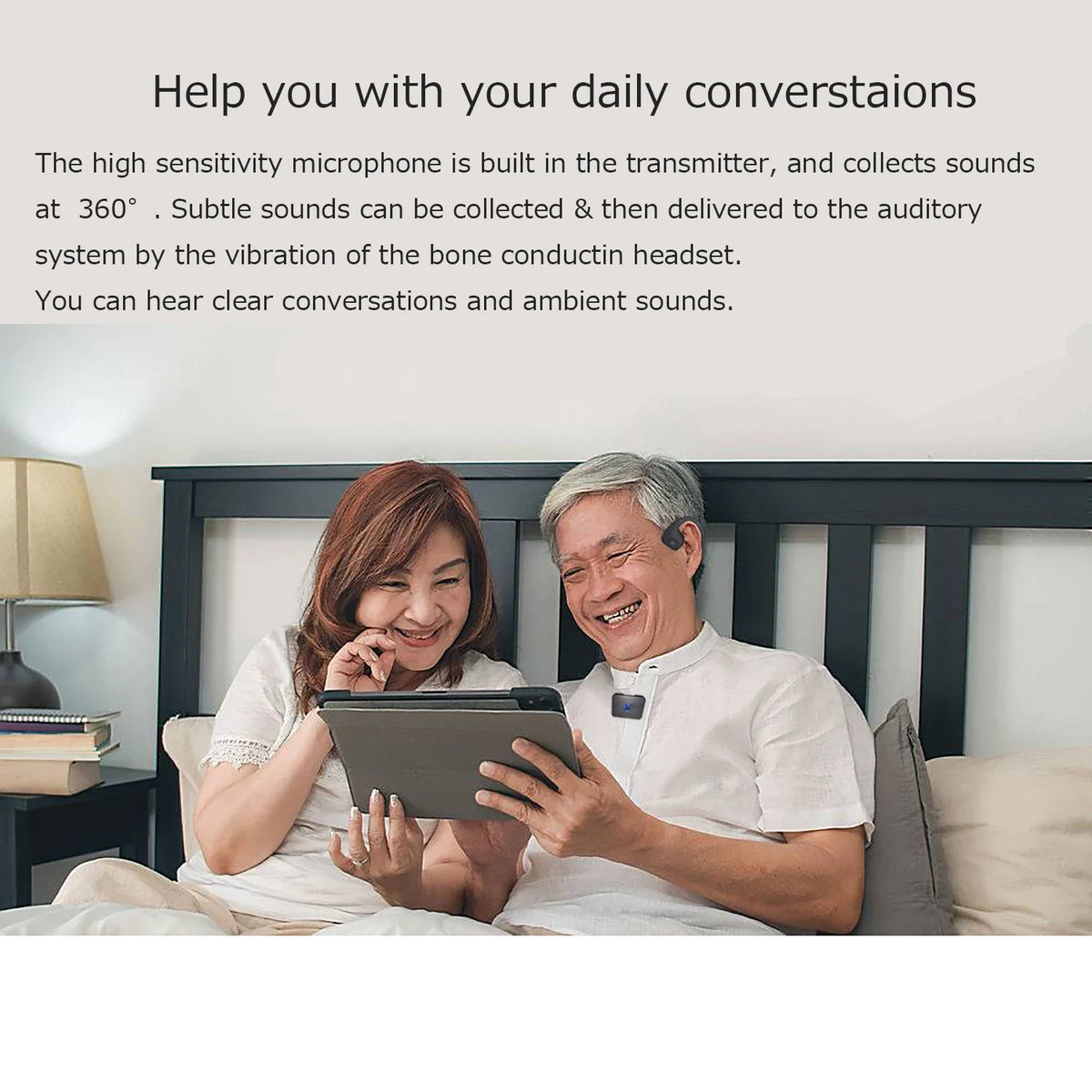 Bone Conduction Hearing Aid Headphones Wireless TV Listening Headsets with Hearing Amplifier to Watch TV and Conversation