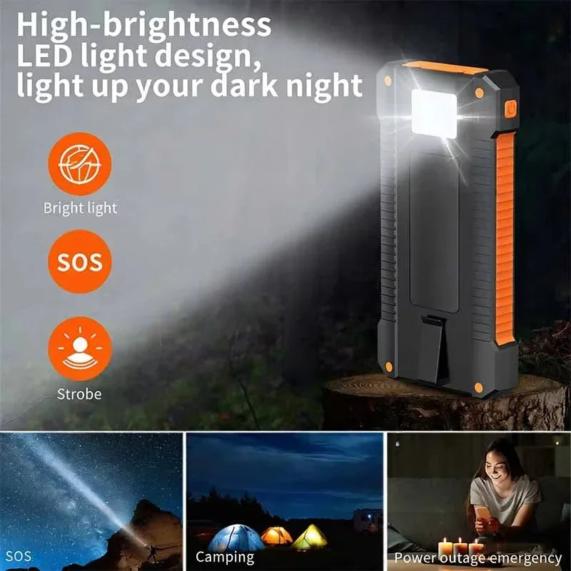 Lenovo 500000mAh Large Capacity Solar CCC Power Bank Super Fast Charging Portable External Battery For Travel  Outdoor Emergency