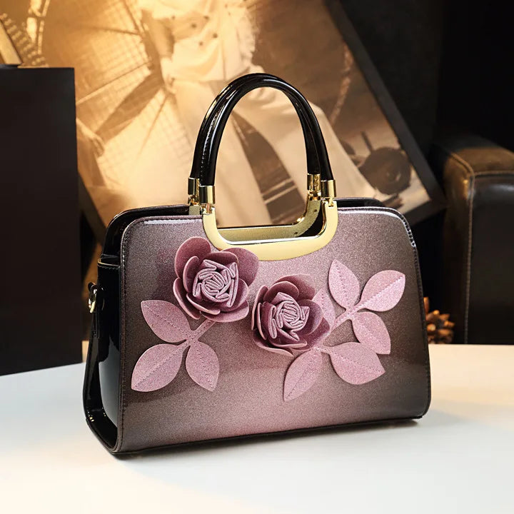 Unique Personality Floral Handbag Women's Crossbody Tote Bag Business Commuting Medium Hardness Polyester  Zipper Closure