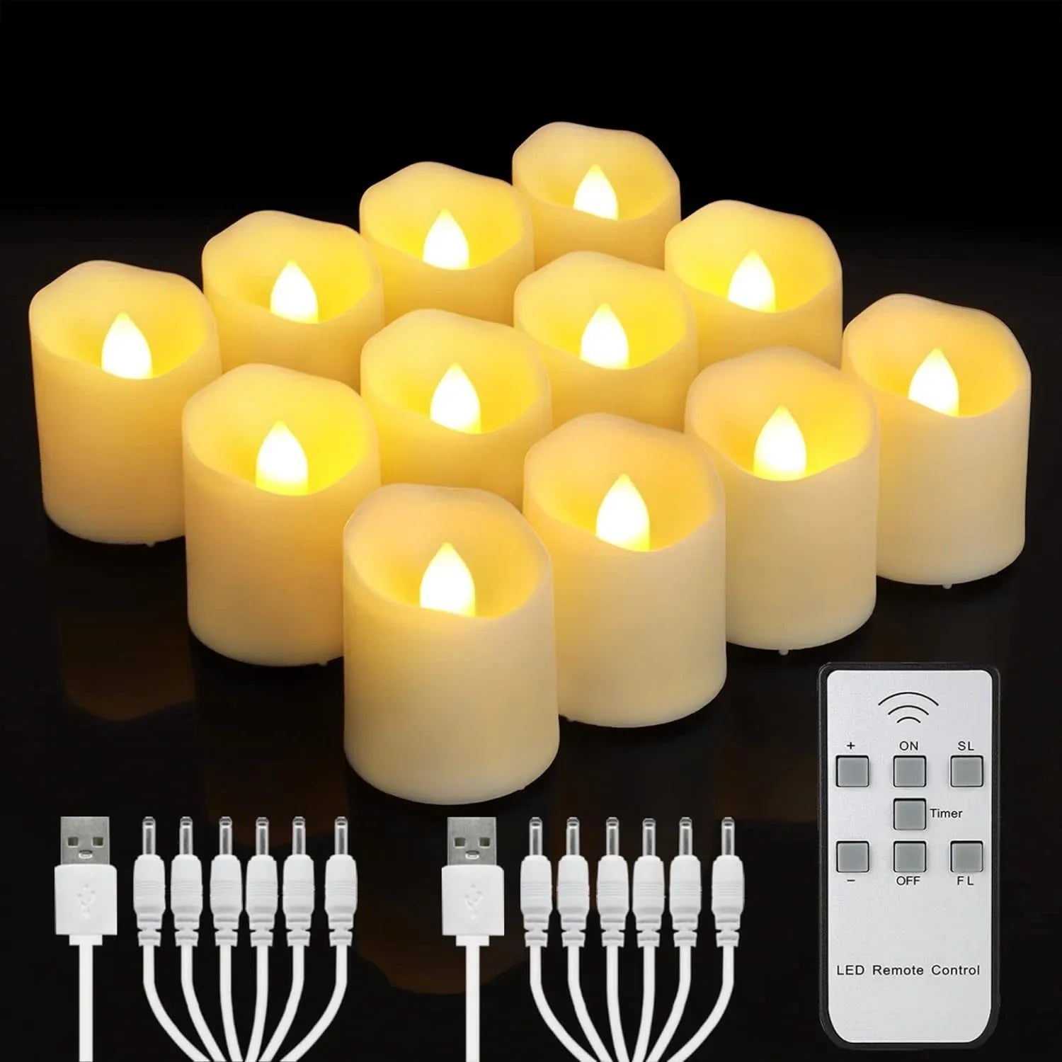 Led Candles Timer Remote Rechargeable LED Light Flameless For Wedding Room Garden Holiday Lighting Home Decor Tea Candle Lamp