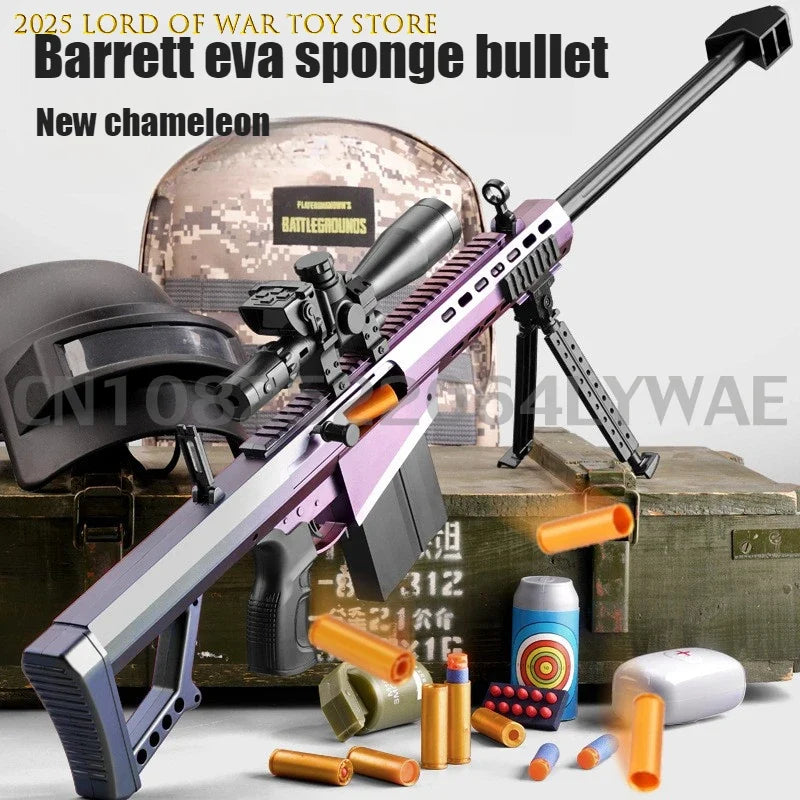 Barrett Sniper Rifle Toy Gun Realistic Soft Bullet Gun Big Manual Blaster Airsoft Weapons Adults Boys Outdoor Games CS Fighting