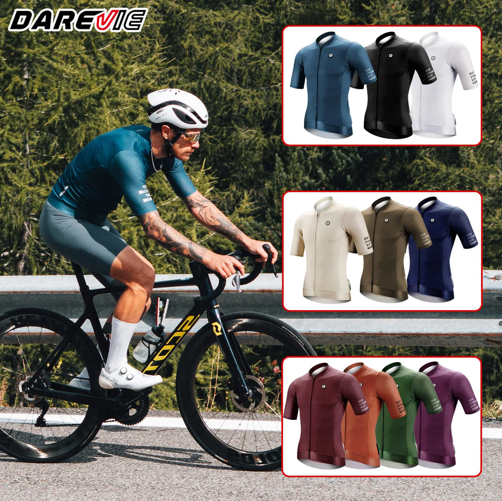 DAREVIE Cycling Jersey SPF 50 Anti-UV Training Level Slim Fit Small Size Men Women Man Cycling Maillot Bike Jersey Cycling Shirt