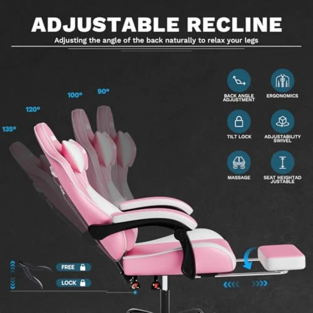 Ergonomic Video Gamer Chairs Gaming Computer Chairs Gamer Chairs for Adults Massage Lumbar Support Swivel Height