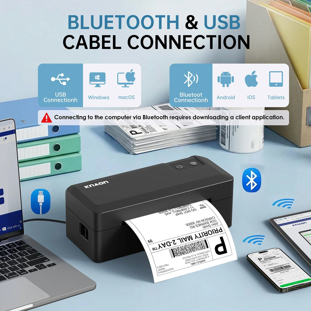 Thermal Shipping Label Printer, 4x6 Bluetooth Label Printer for Small Business and Home, Supports iPhone, Android, Windows, Mac, Chromebook