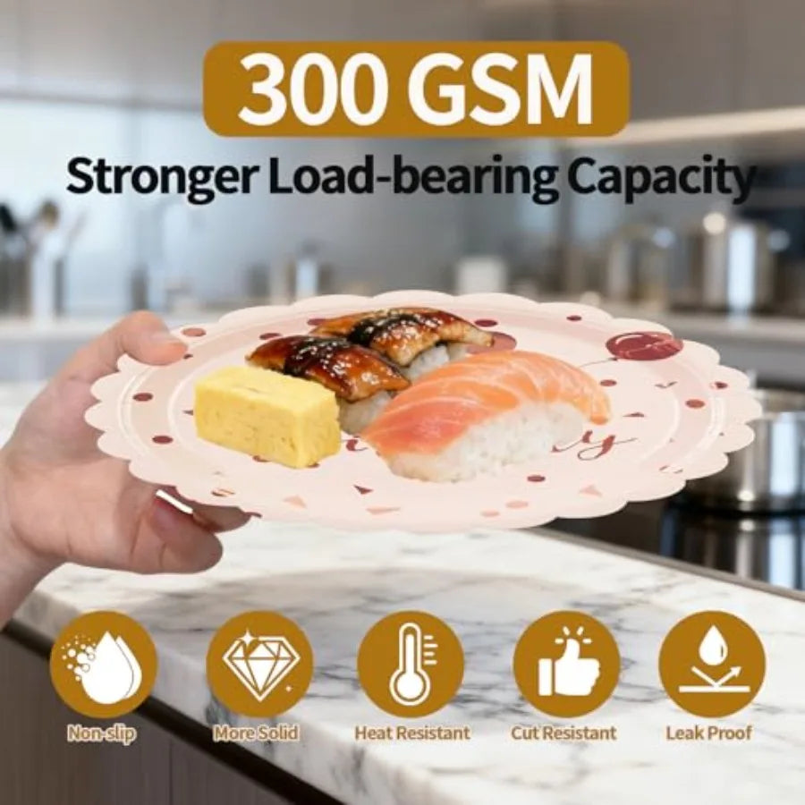 48PCS Happy Birthday Plates and Napkins Party Supplies-Disposable and Gold Scalloped Dessert Cake Plates Napkins Forks Tablewar