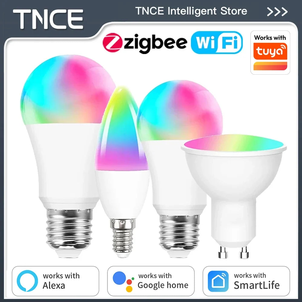 TNCE Tuya gu10 E27 E14 WIFI or Zigbee, Dimmable Light LED lamps 2700-6500k Bulb, Smart Life, Voice With Alexa Google Home alice