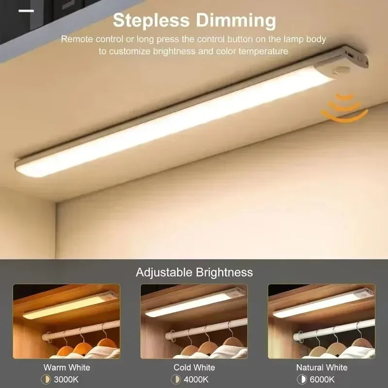 Motion Sensor Night Light USB Rechargeable Wireless Lamp Under Cabinet Led Lights for Kitchen Cabinet Bedroom Wardrobe Lighting
