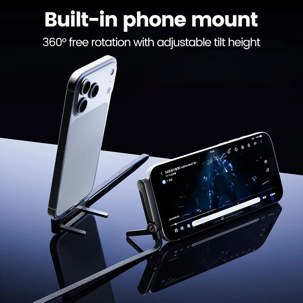 65W USB A To USB Type C Cable Quick Charge Phone Charger Cable Built In Foldable Stand Data Wire 2 in 1 USB C Charging Line
